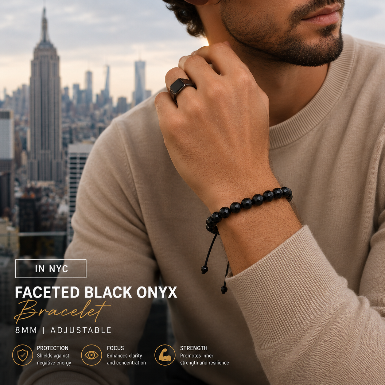 FACETED BLACK ONYX