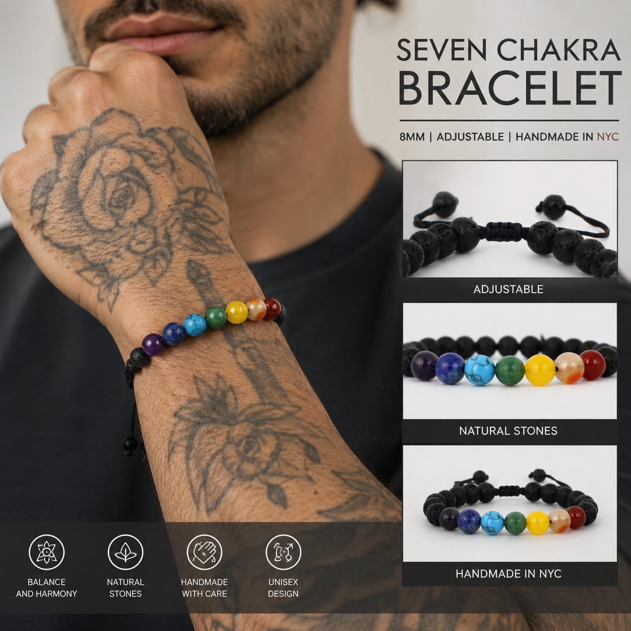 Seven Chakra and Lava Stone