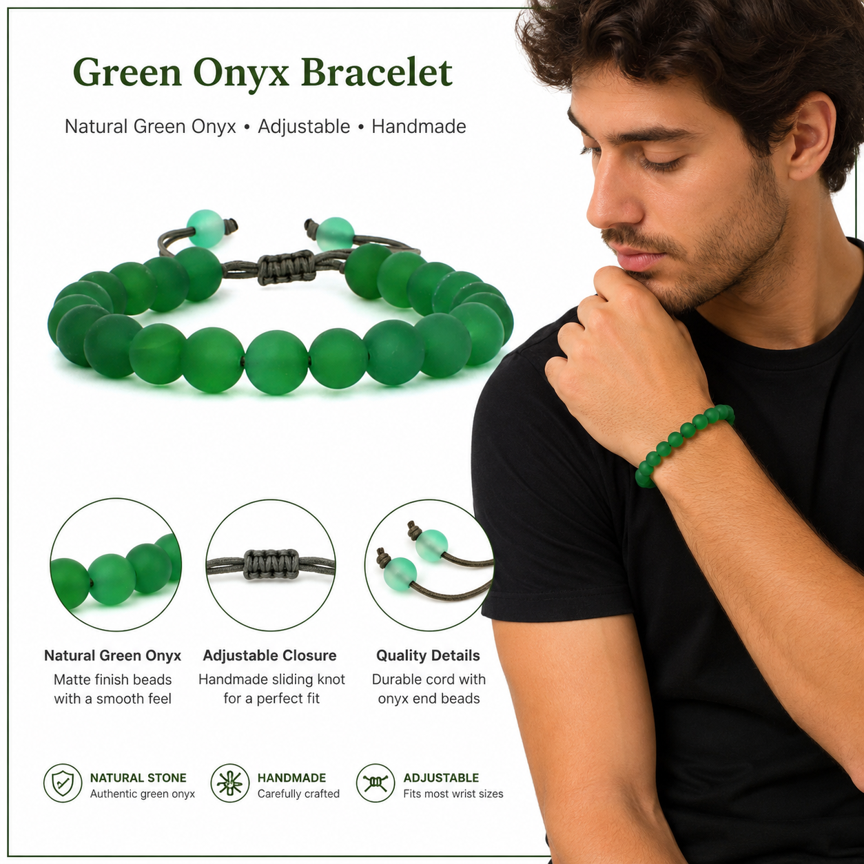 Matt Green Onyx Bracelet