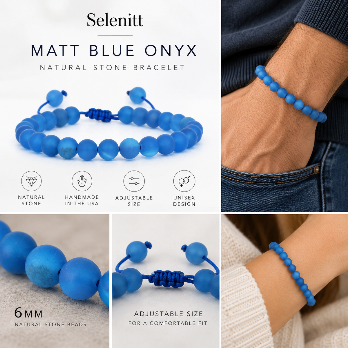 Matte Blue Onyx Bracelet | 6mm