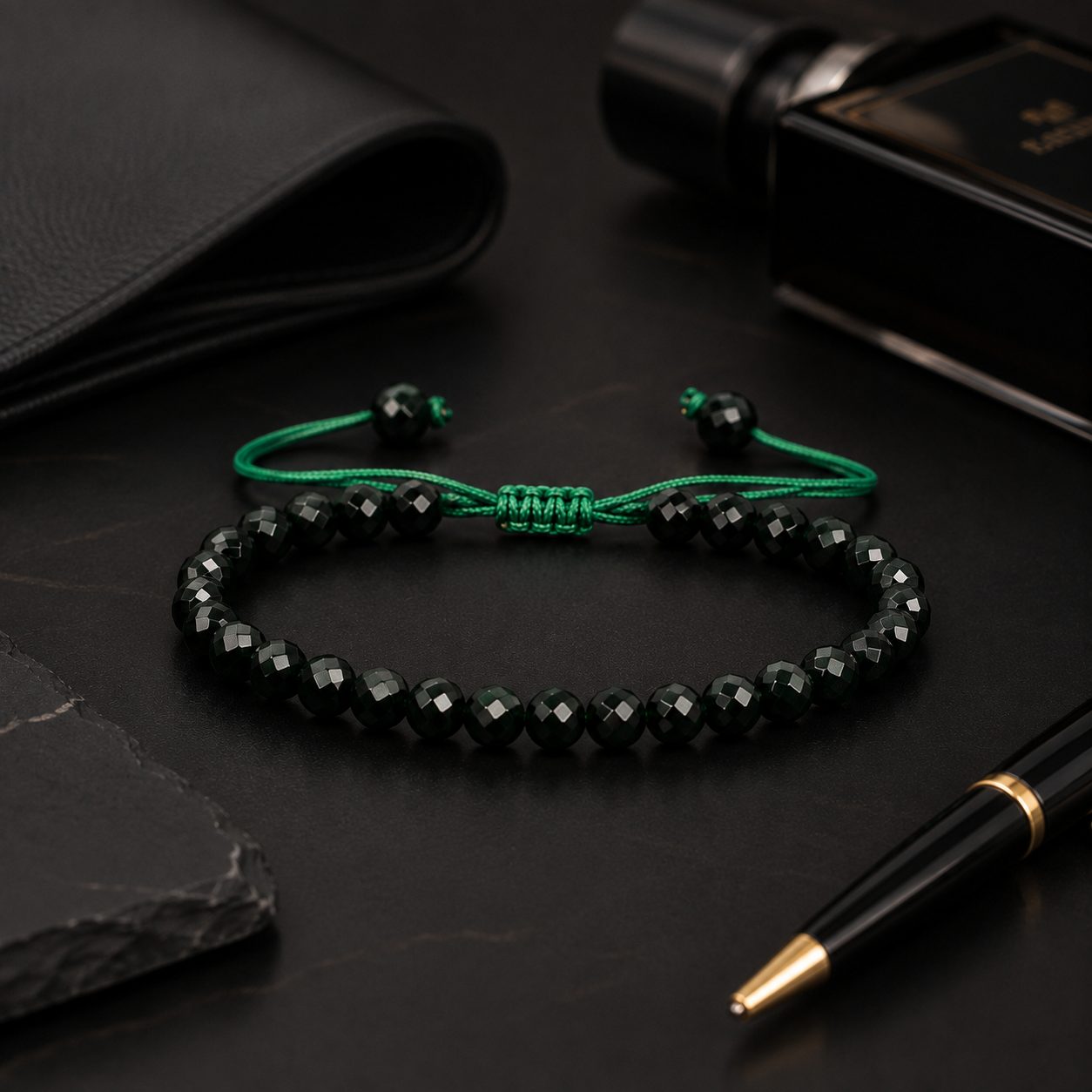 FACETED GREEN GOLDSTONE