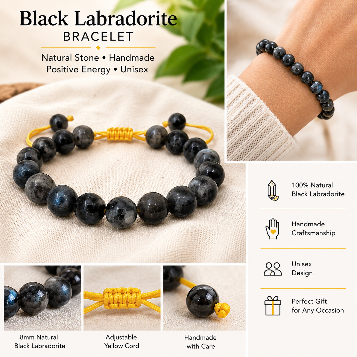 Black Labradorite Unisex Bracelet