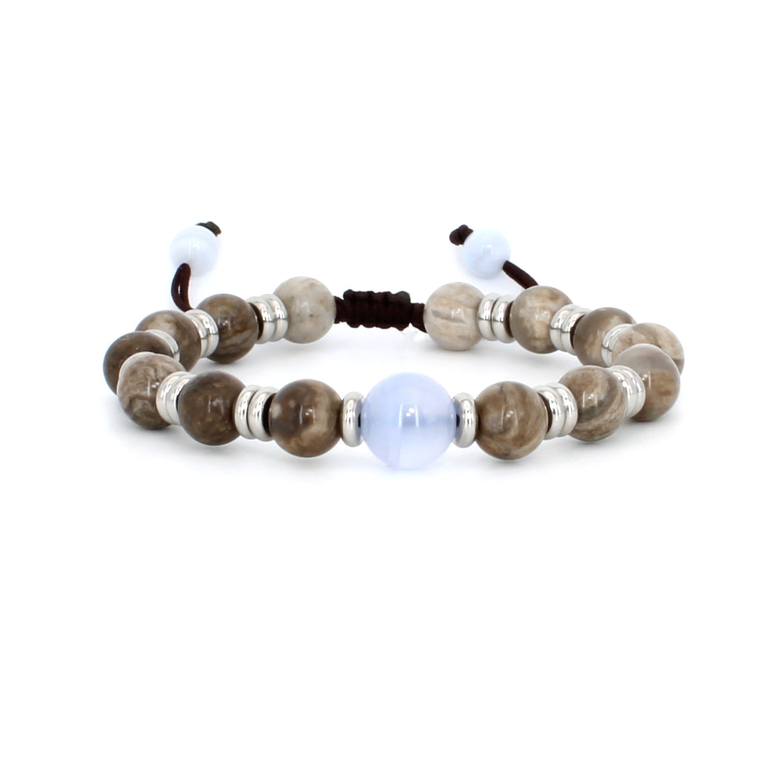 Men's Silver Leaf Jasper Bracelet