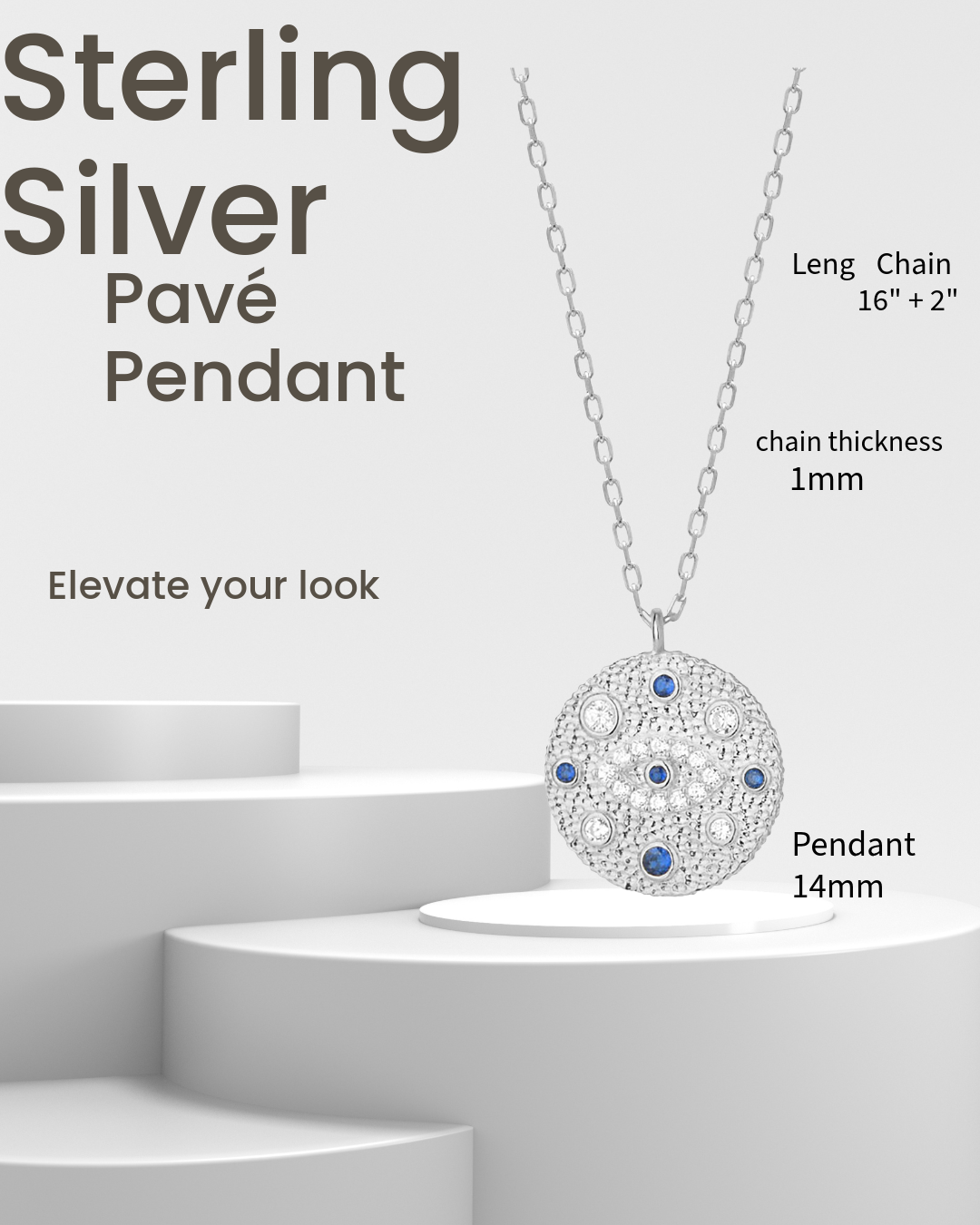 Blue and White Crystal Medallion Necklace