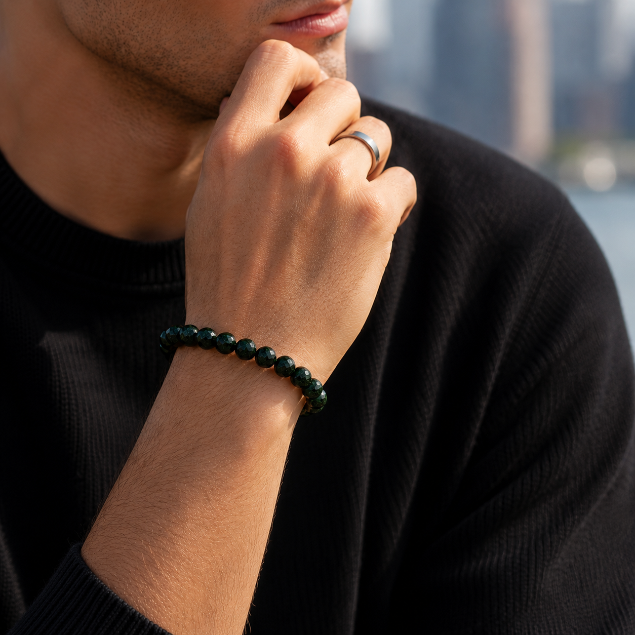 FACETED GREEN GOLDSTONE