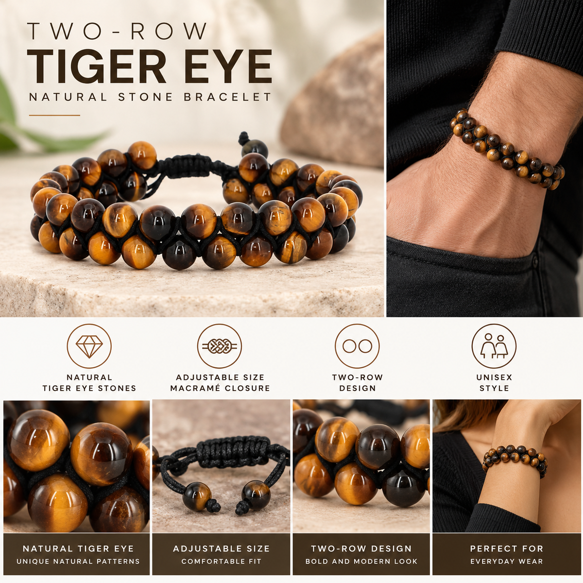 Tiger Eye Two-Row Bracelet