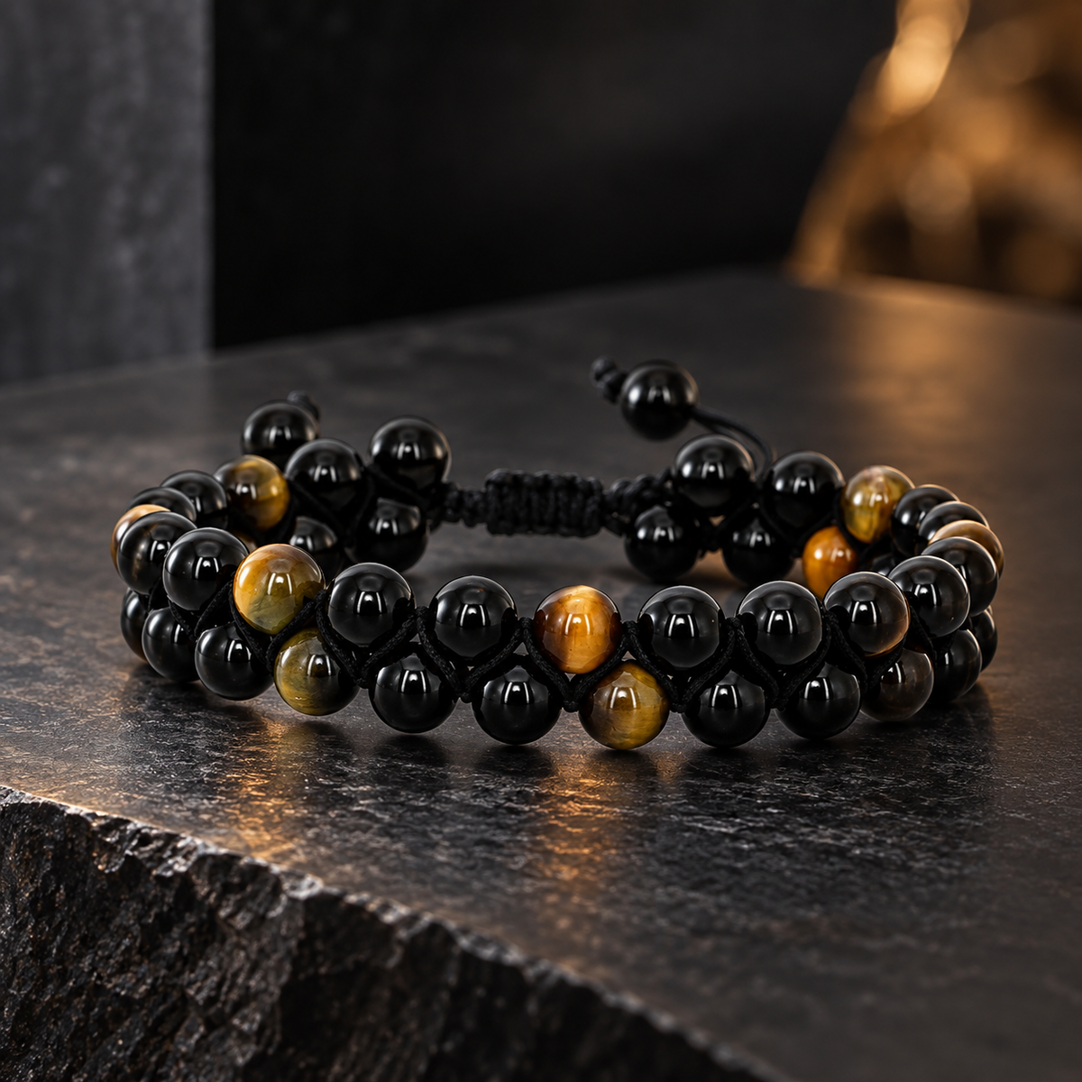 Golden Tiger Eye & Black Onyx Bracelet | 6mm
