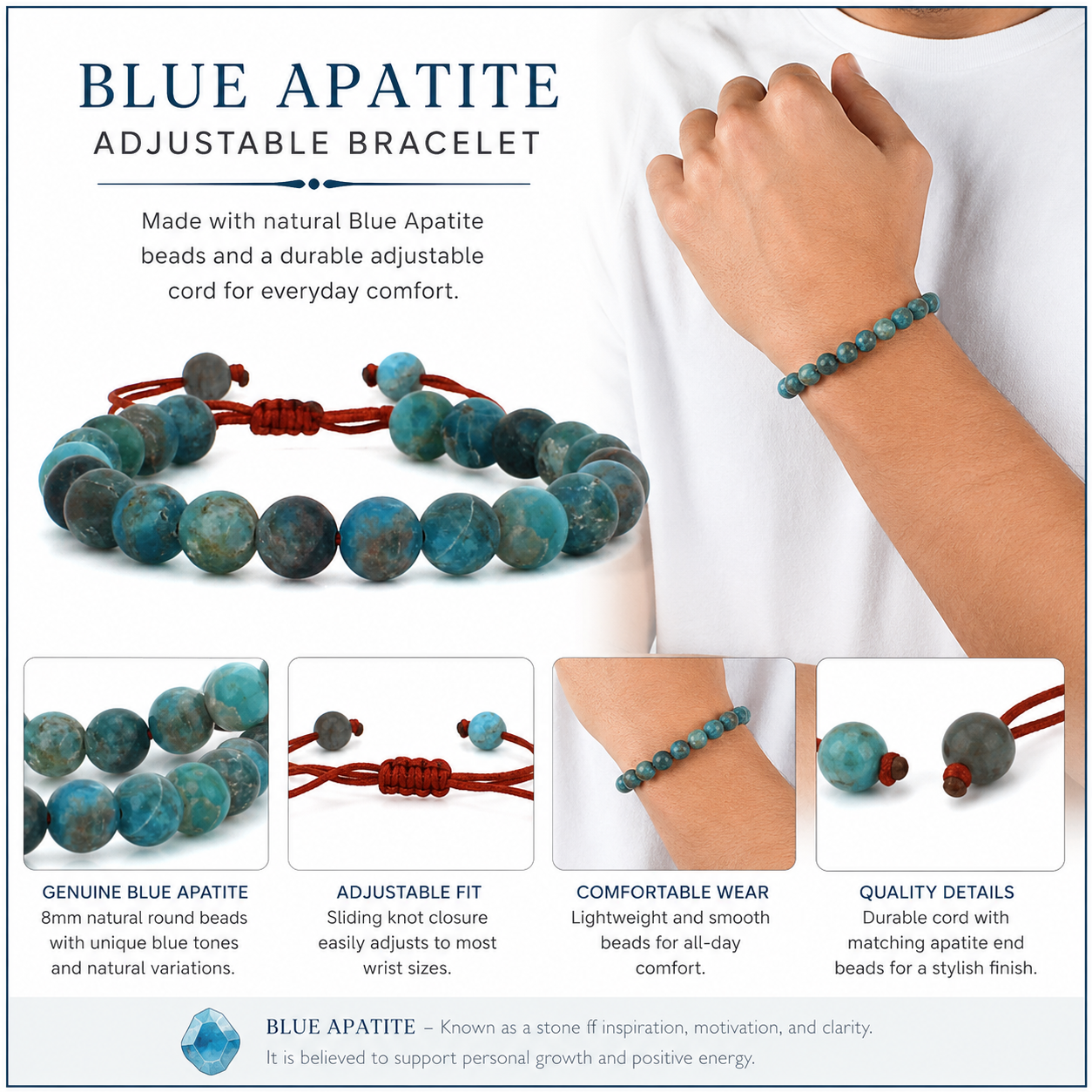 Matt  Blue Apatite Bracelet