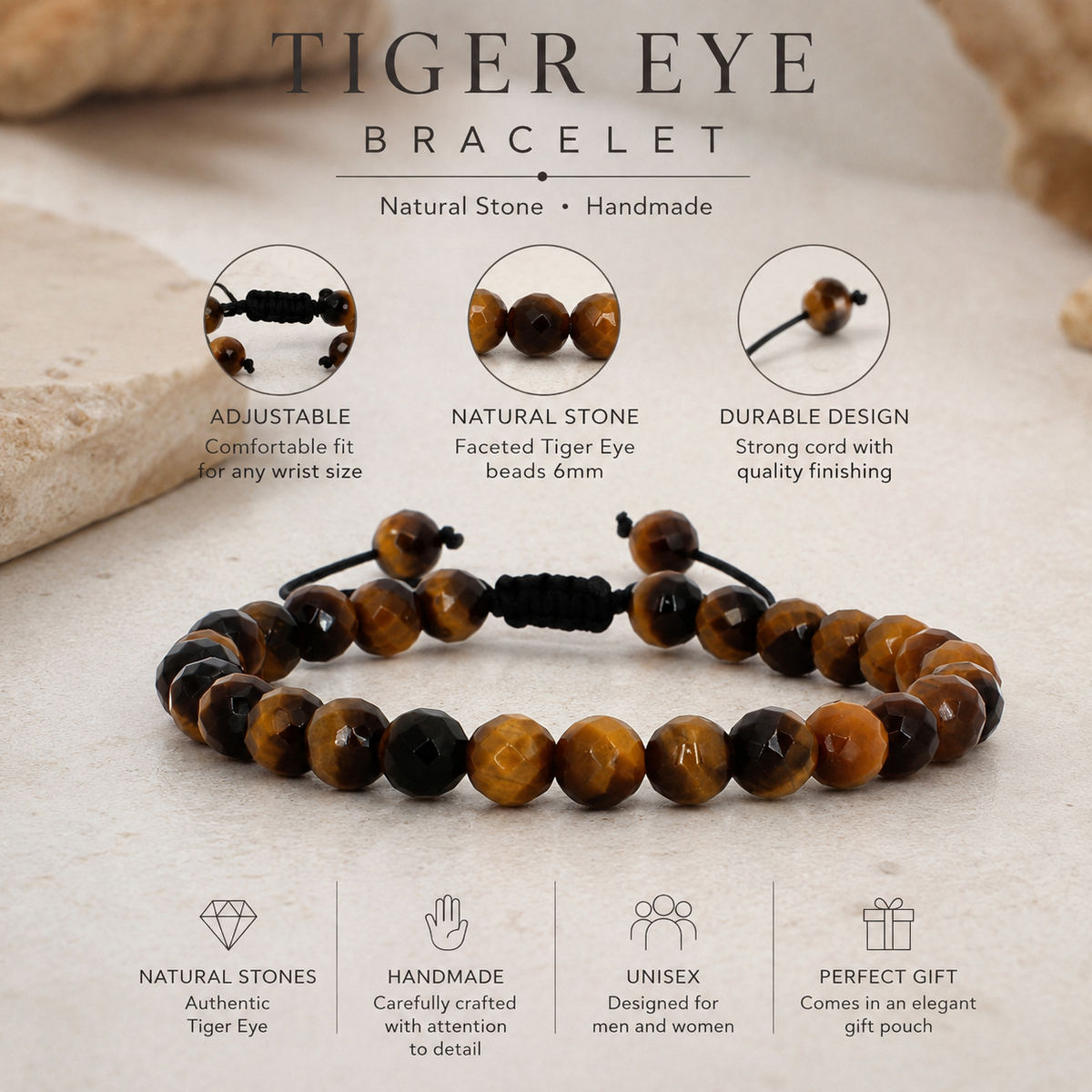 FACETED TIGER EYE