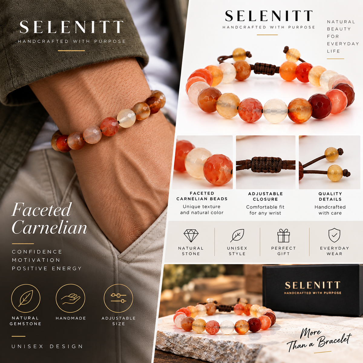 Faceted Carnelian  Bracelet
