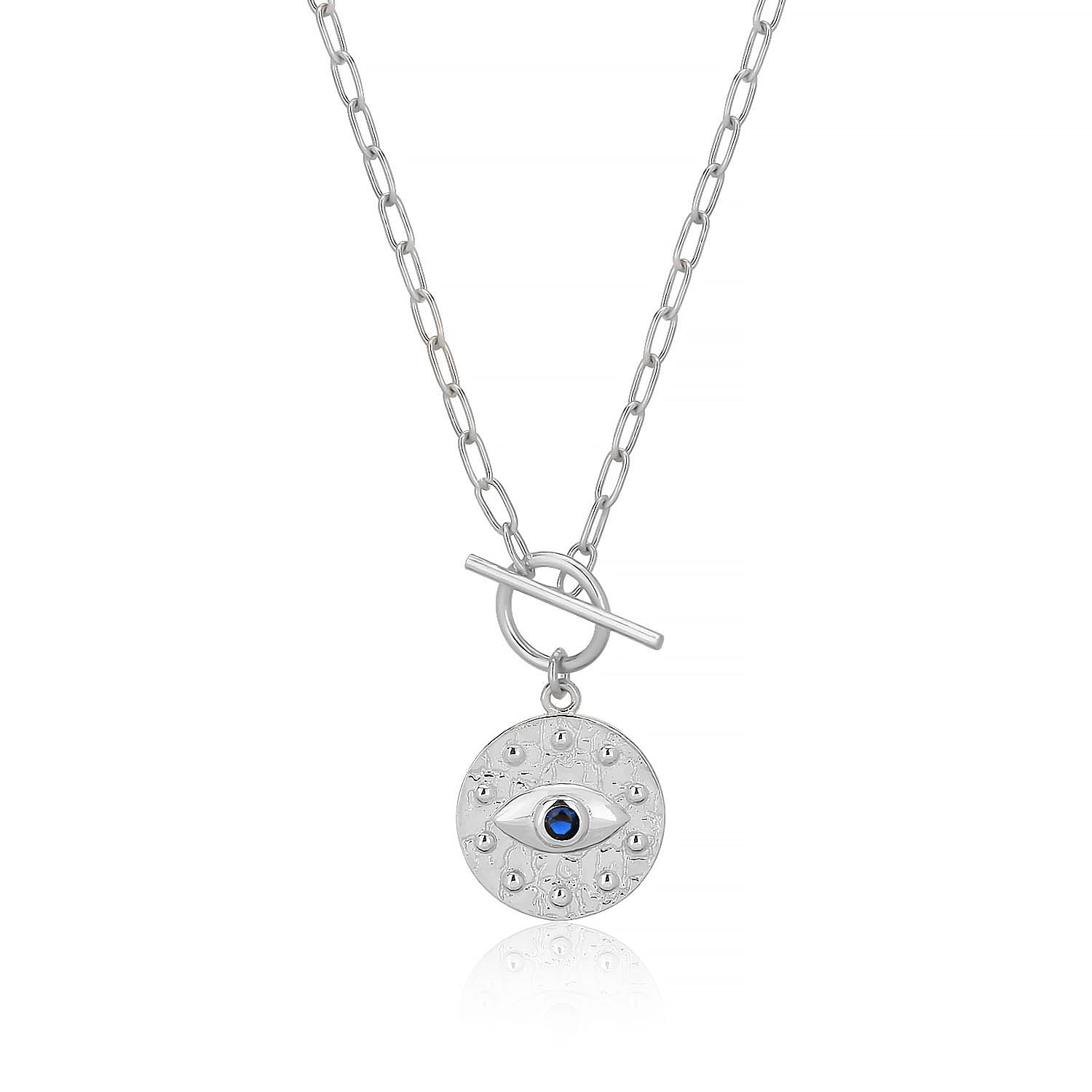 Ethereal Eye Silver Necklace with Sapphire