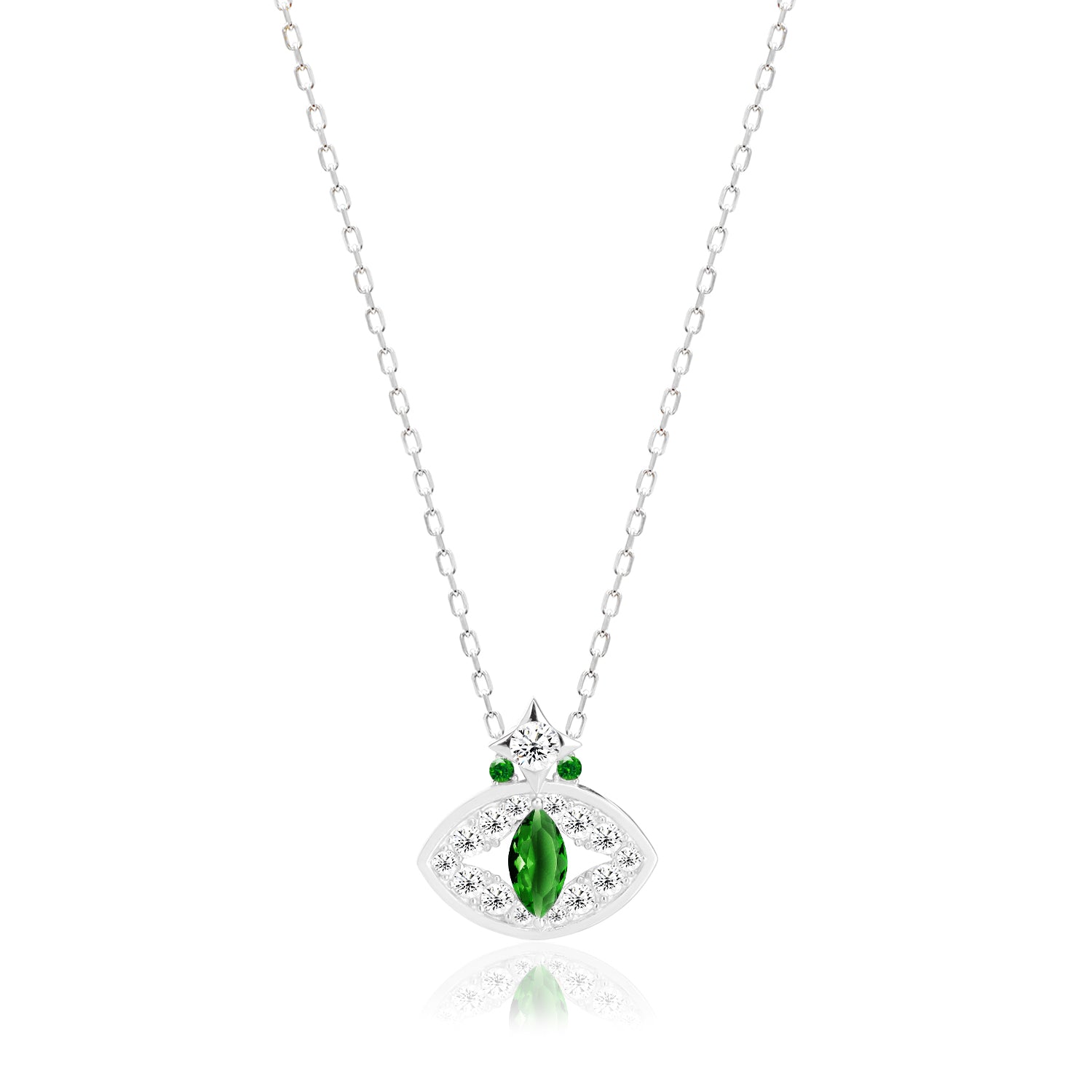 Green Eye Necklace – Sterling Silver Jewelry