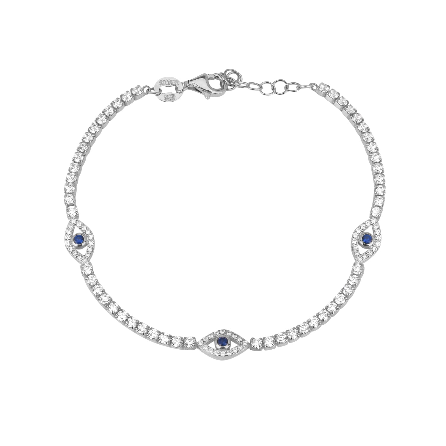 Blue Gaze – Sterling Silver Charm Bracelet
