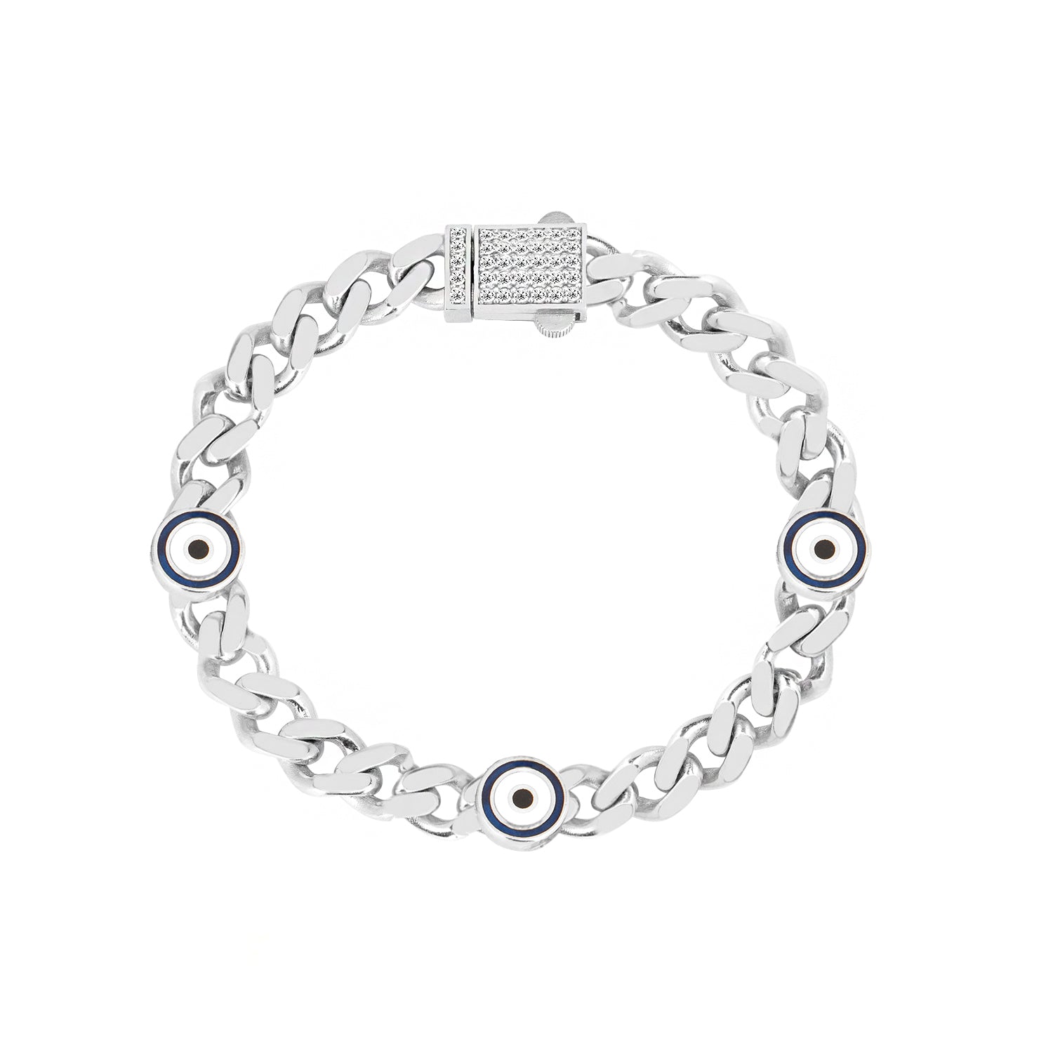 Sterling Silver Chain Bracelet with Enamel Accents