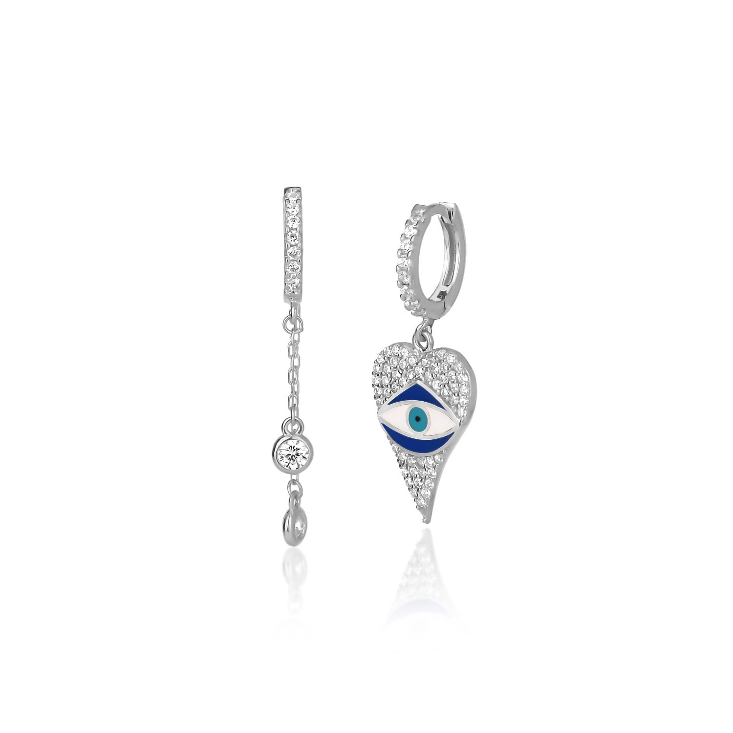 Silver Heart & Eye Mismatched Earrings