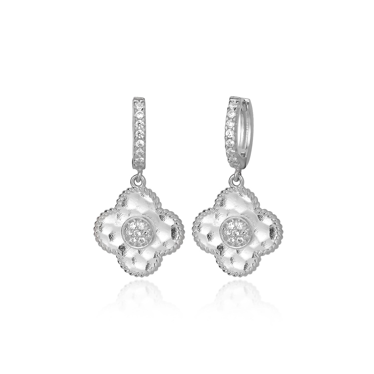 Sparkling Clover Silver Earrings