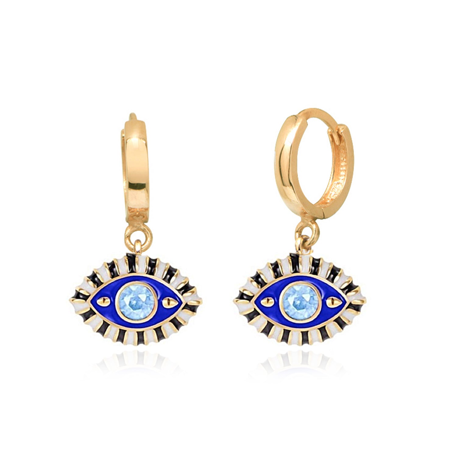 Golden Eye Charm Hoop Earrings