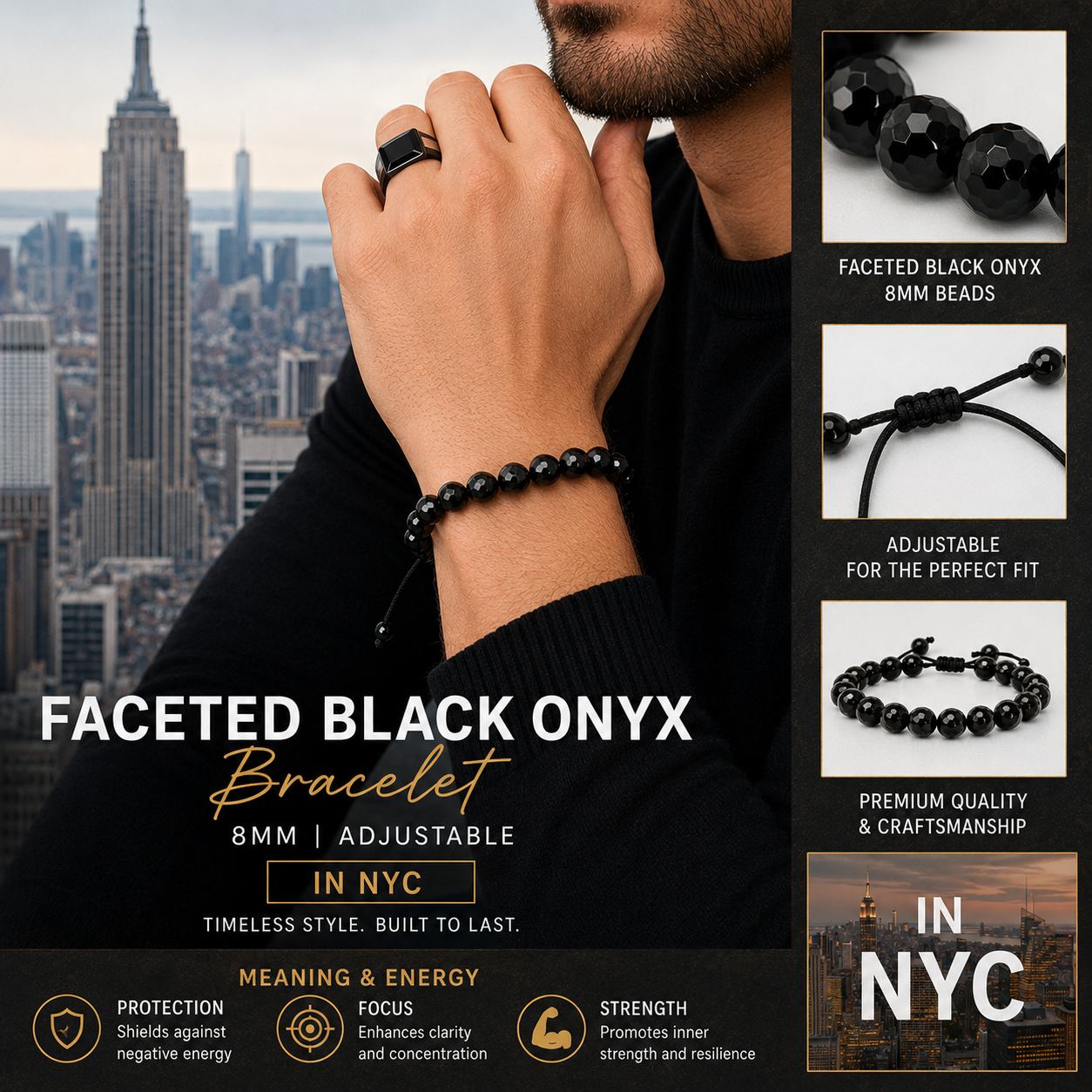 FACETED BLACK ONYX